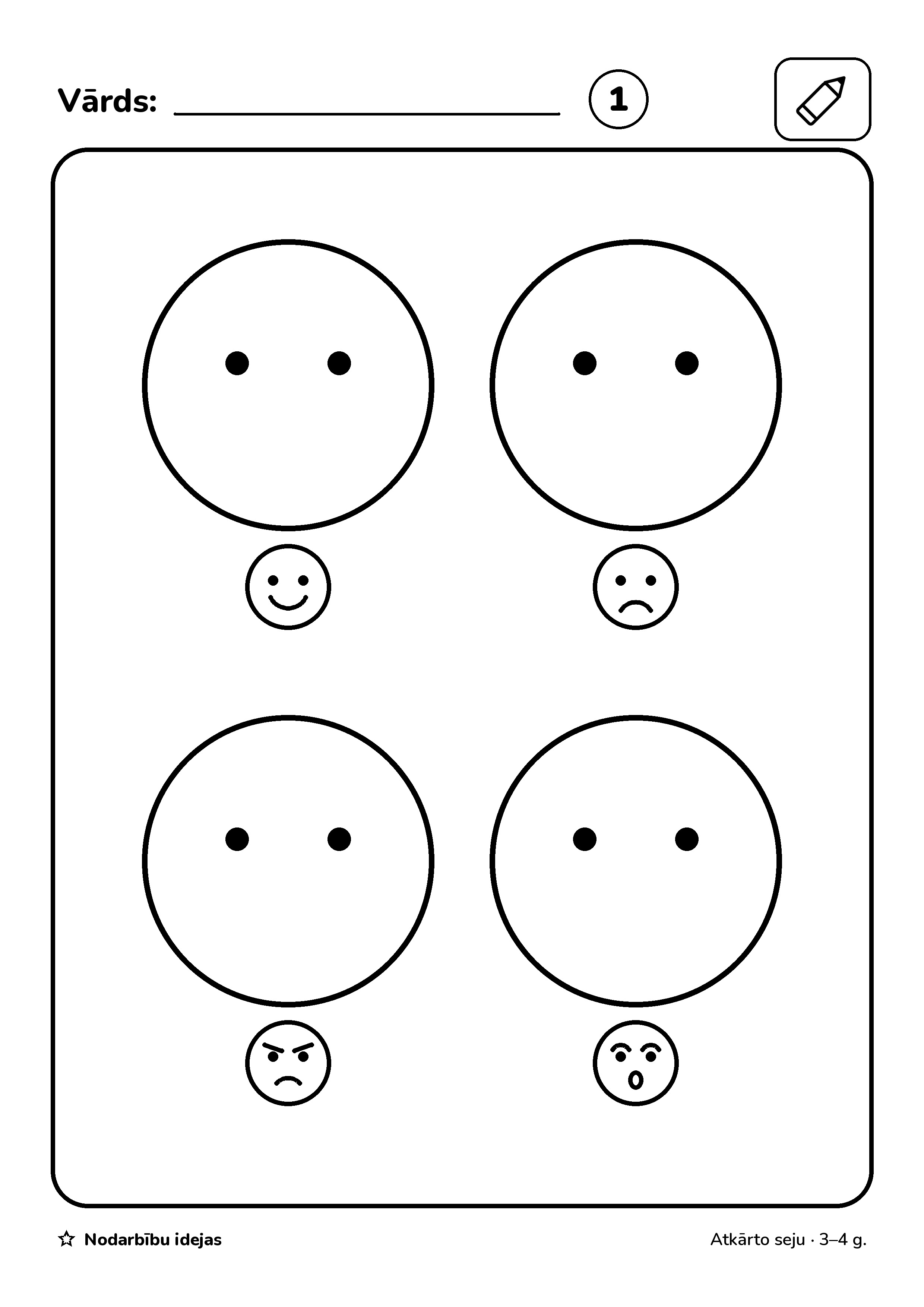 Emociju spogulis — Atkārto seju · darba lapa