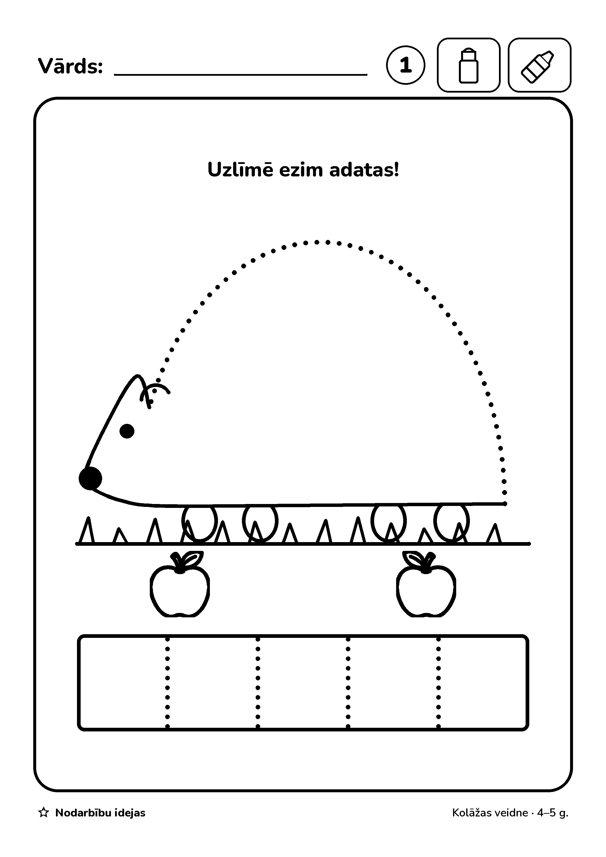 Ezis ar plēstām adatām — Kolāžas veidne · darba lapa