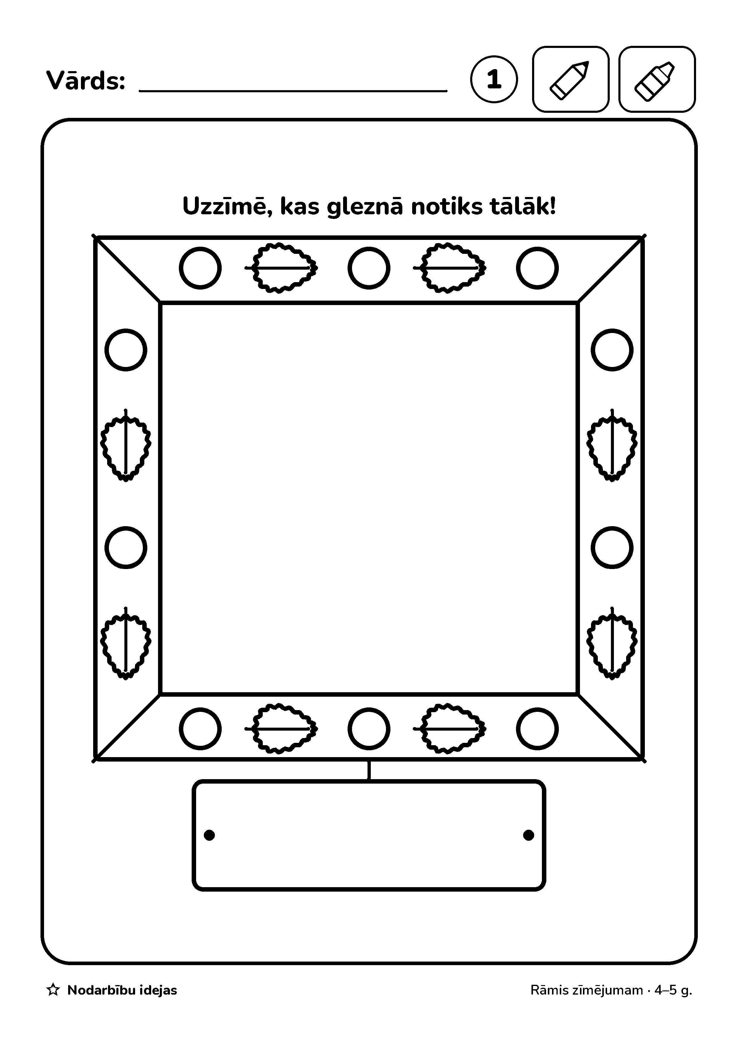 Gleznas stāstnieki — Rāmis zīmējumam · darba lapa