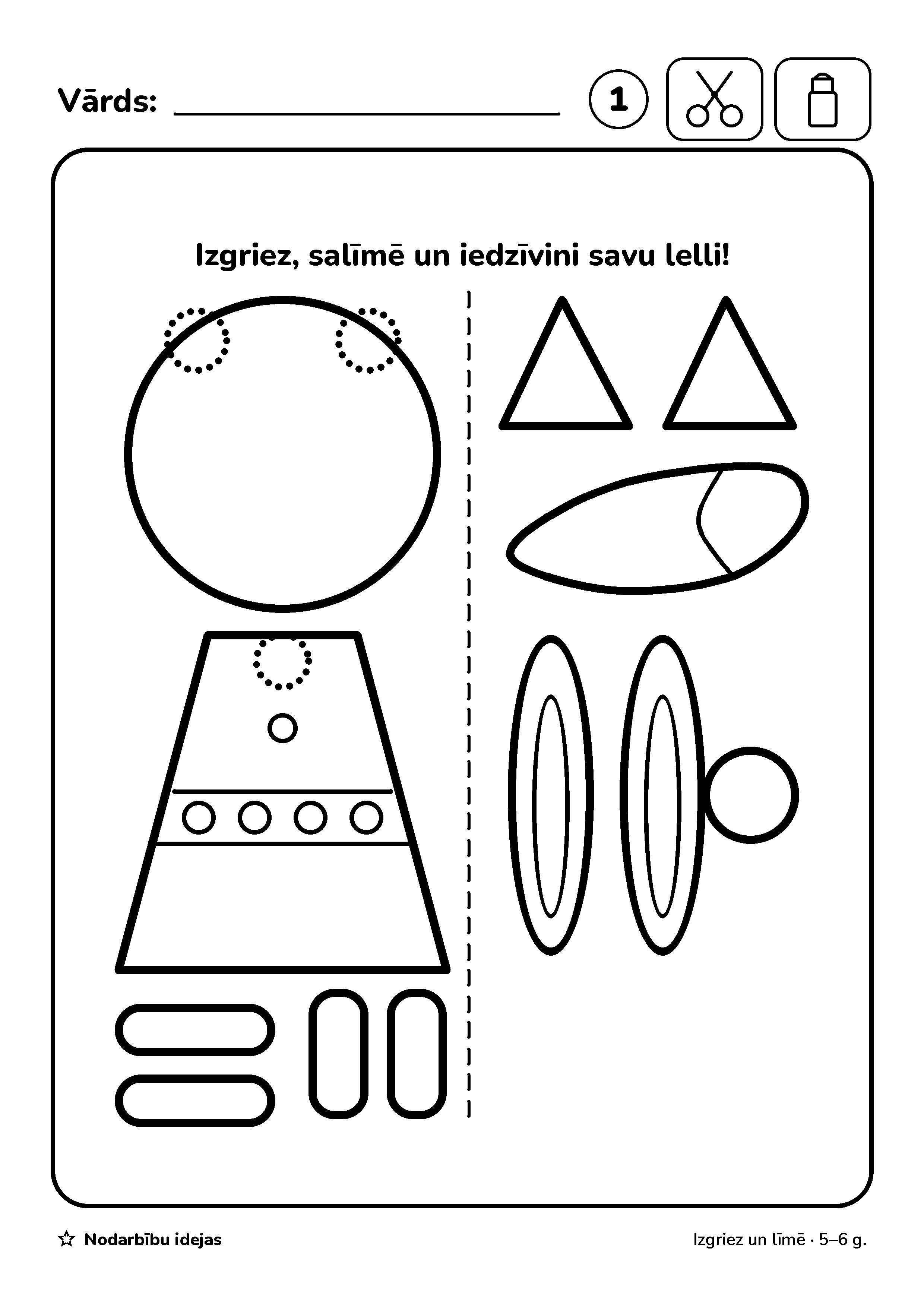 Lelle uz kociņa — Izgriez un līmē · darba lapa