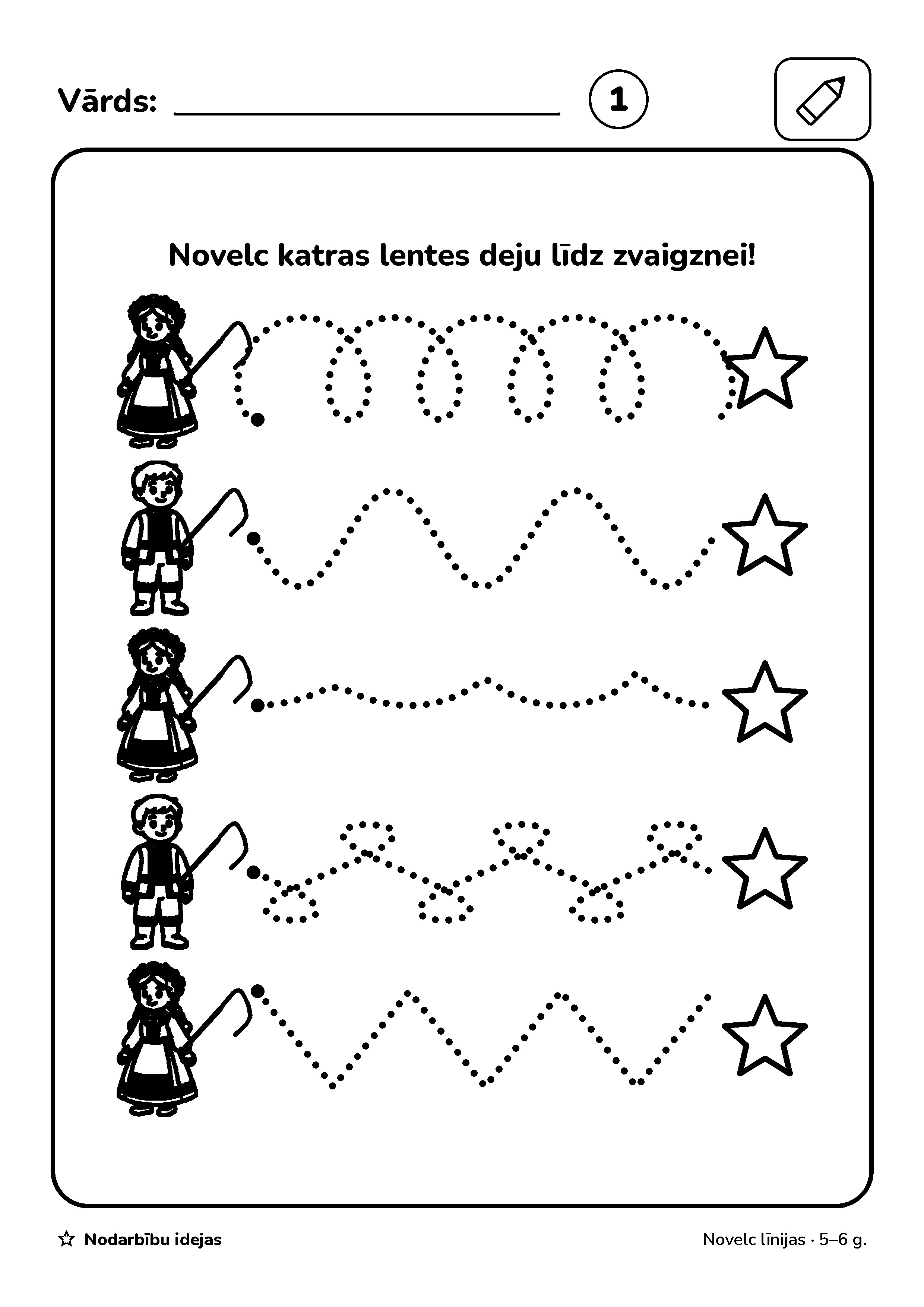 Lenšu deja — Novelc līnijas · darba lapa
