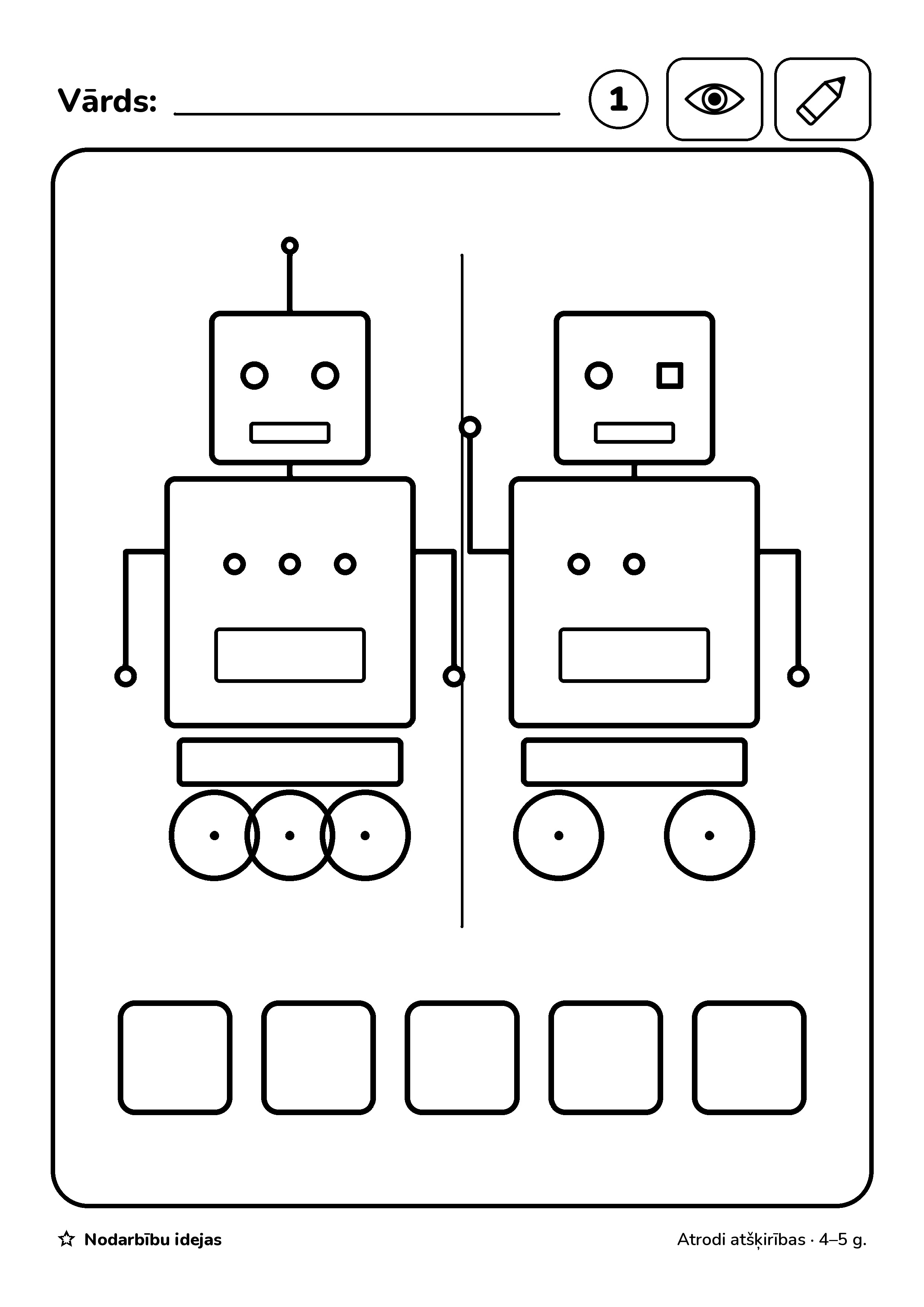 Robots no kastēm — Atrodi atšķirības · darba lapa