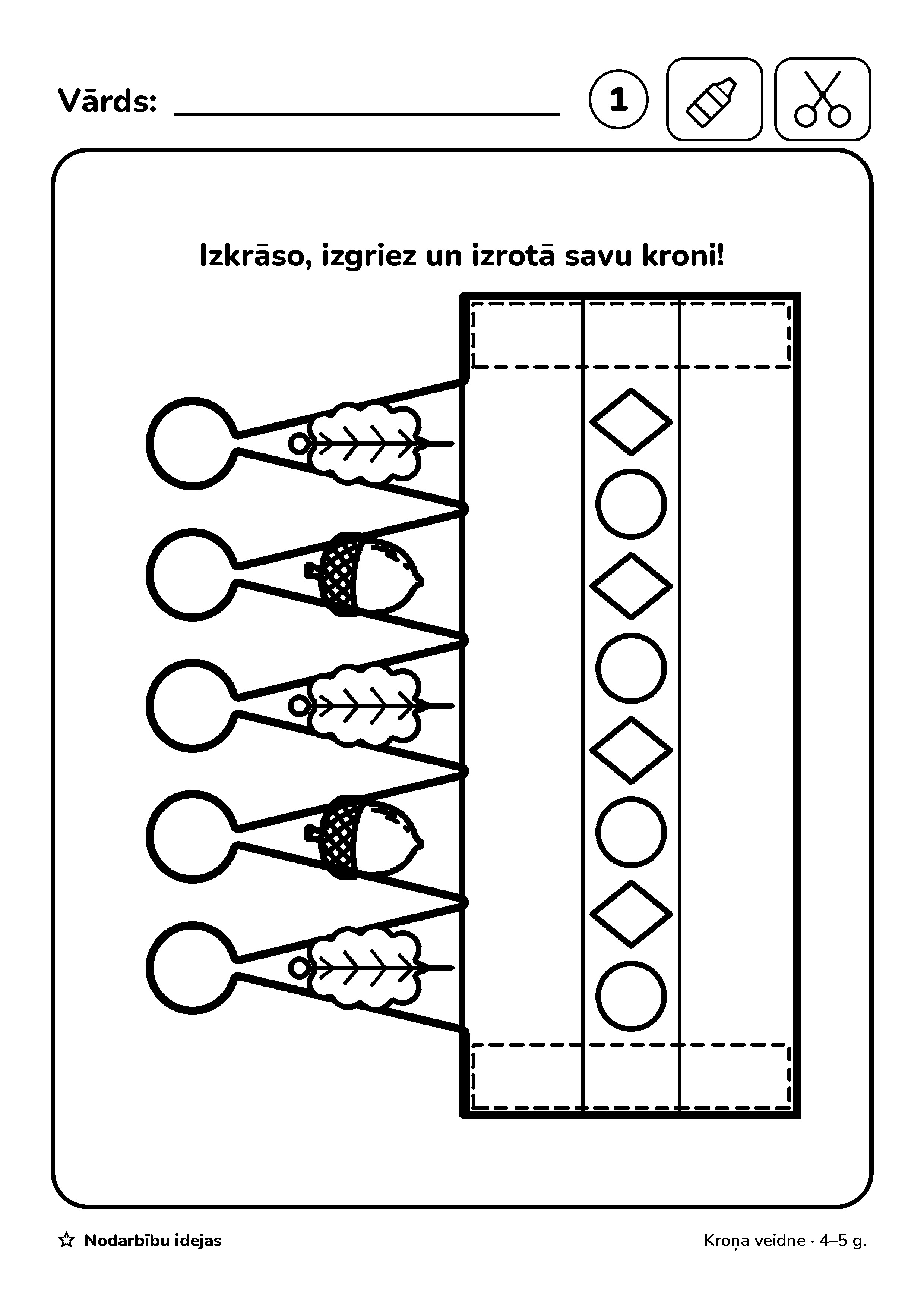 Rudens karaļa kronis — Kroņa veidne · darba lapa