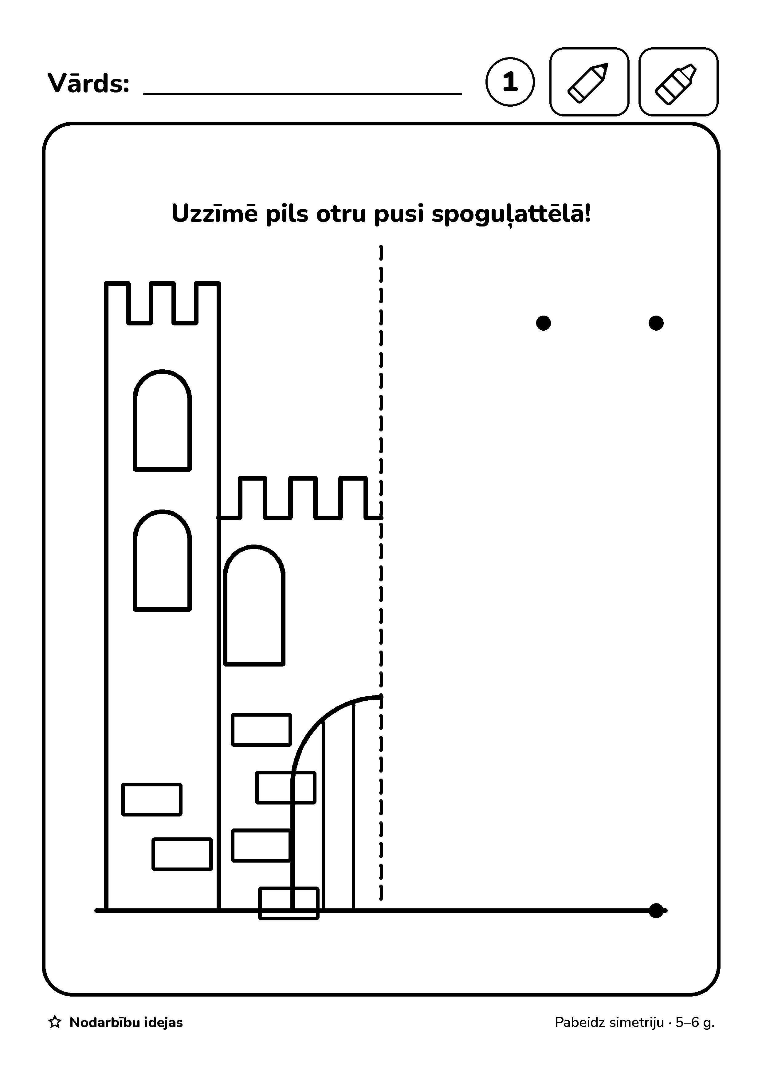 Simetriskais griezums — Pabeidz simetriju · darba lapa